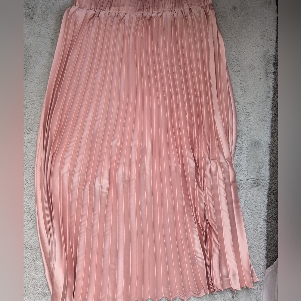 Altar’d State Pink Pleated Skirt – Size L | Satin Look, Romantic Coquette - Picture 7 of 8